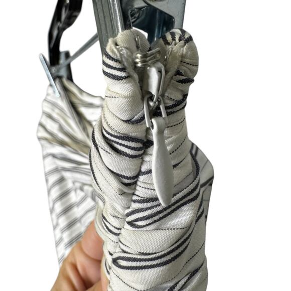 A.L.C. White Blue Stripe Diller Draped Cotton Midi Pencil Skirt Womens 2 - Picture 4 of 8